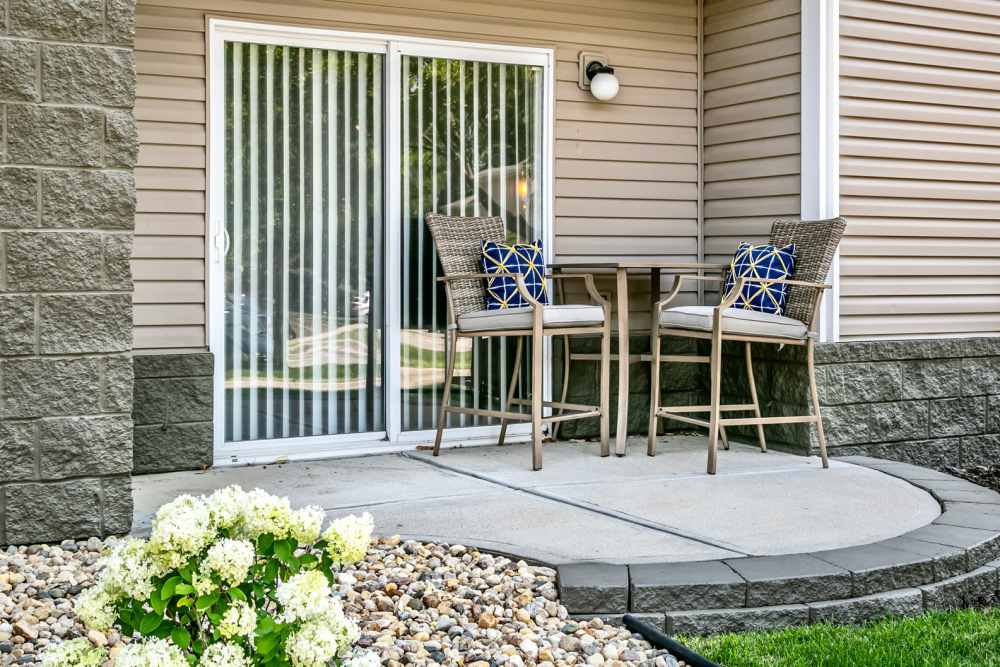 Private patio at The Falgrove Apartments in Omaha, Nebraska
