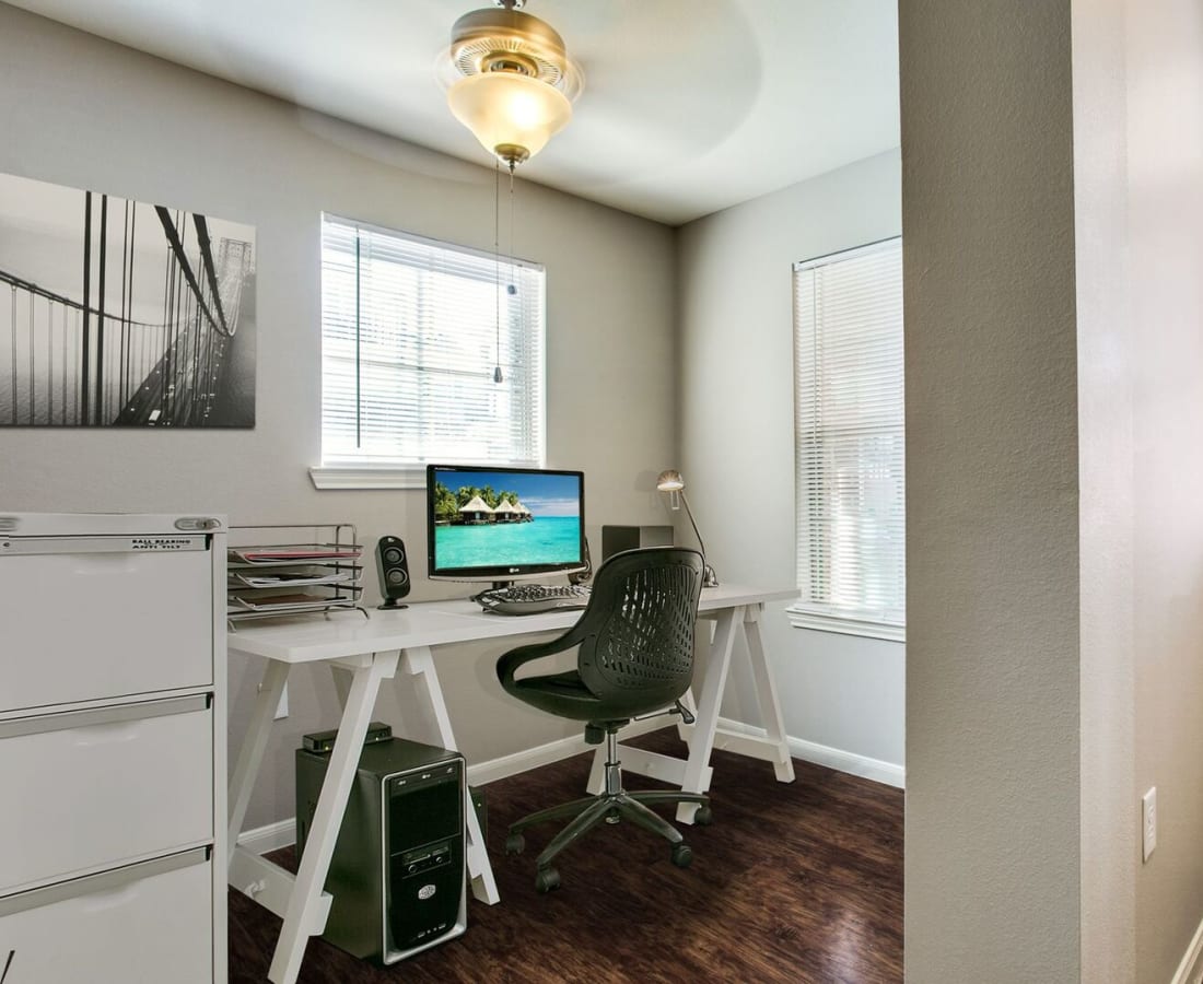 Model home office at Parkside Towns in Richardson, Texas