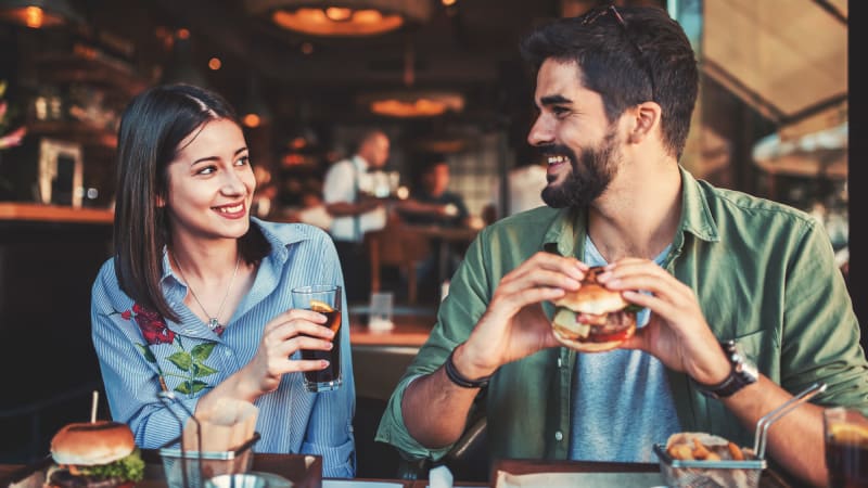 Residents having a bite to eat near Occidental in Oxnard, California