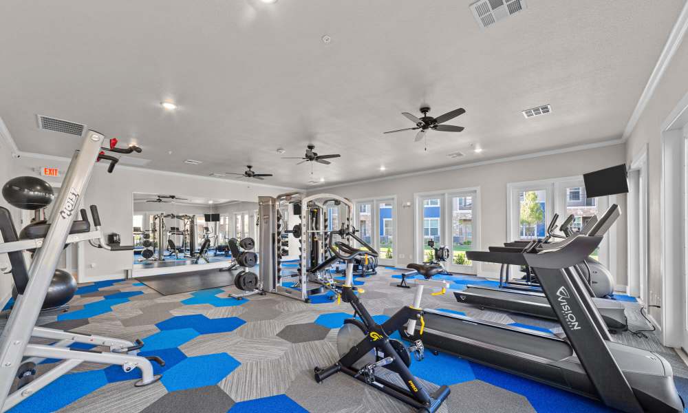 Fully equipped fitness center at Brook Hollow in Wichita Falls, Texas