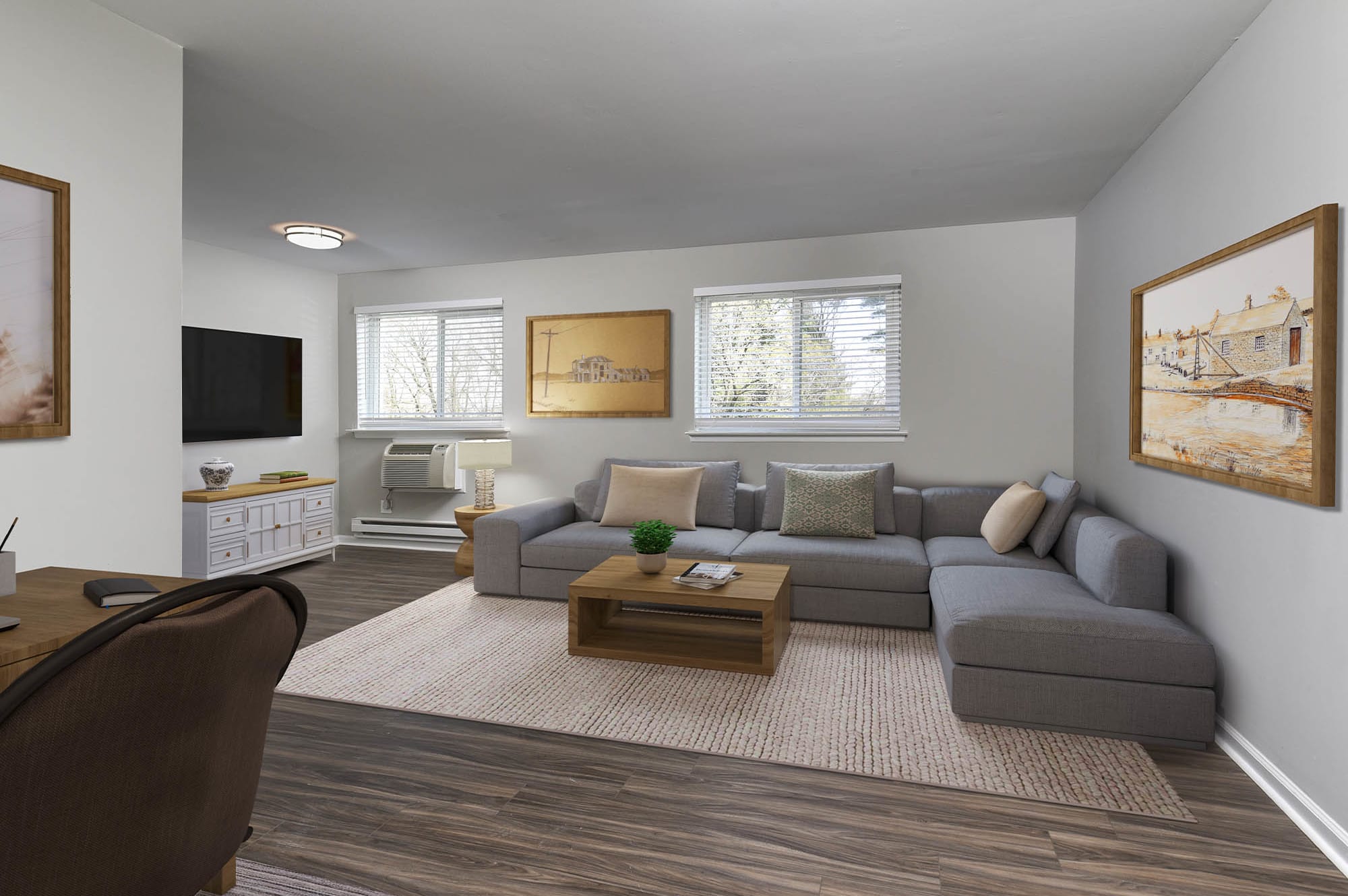 model living room at The Addison, North Wales, Pennsylvania