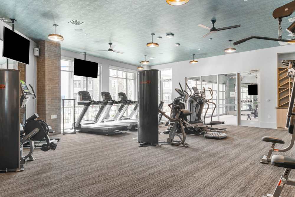 Well-equipped fitness center at District at 54 in Raleigh,North Carolina