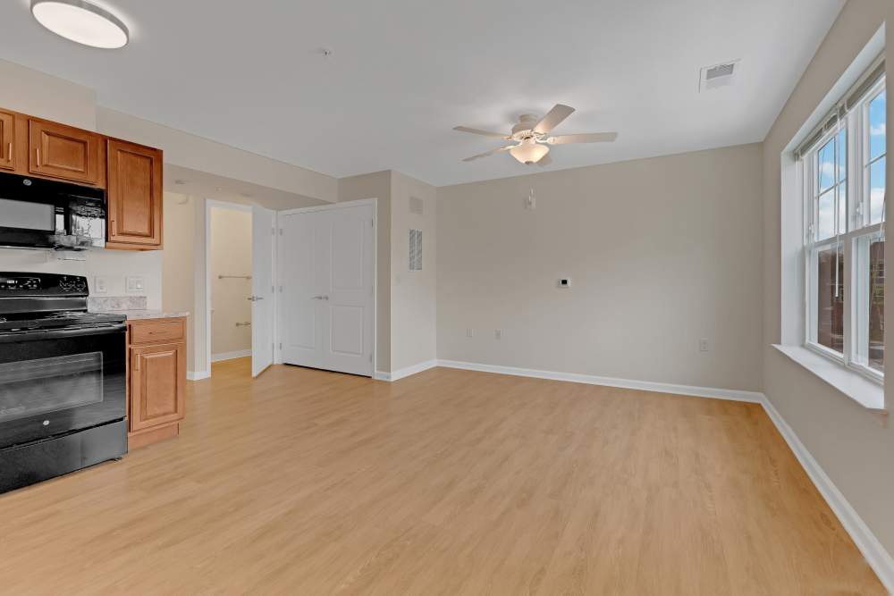 Living space and kitchen at Robinson Overlook in Columbia, Maryland