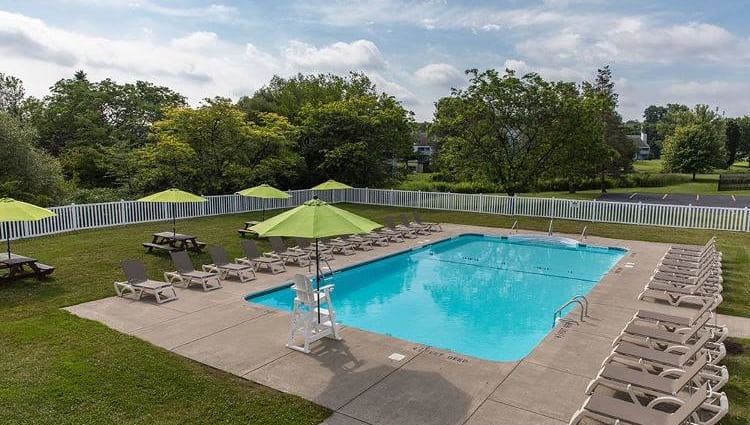 Sparkling swimming pool at The Meadows Apartments in Syracuse, NY