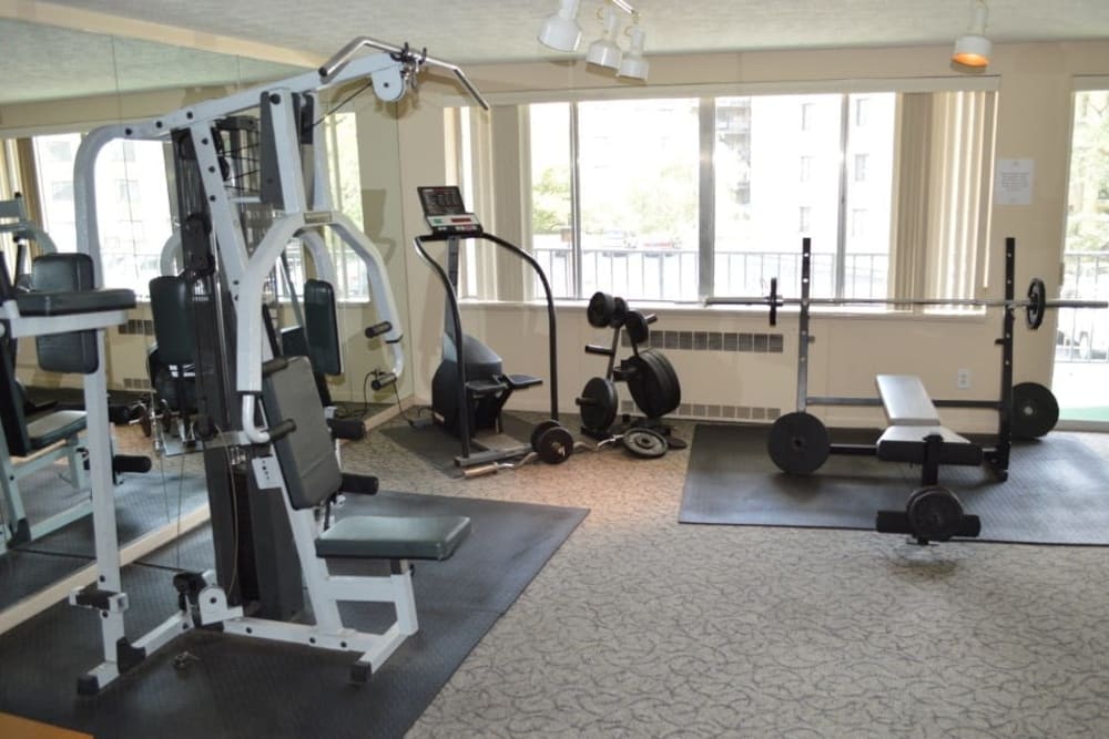 Fitness center at Oak Hill Terrace in Rochester, New York