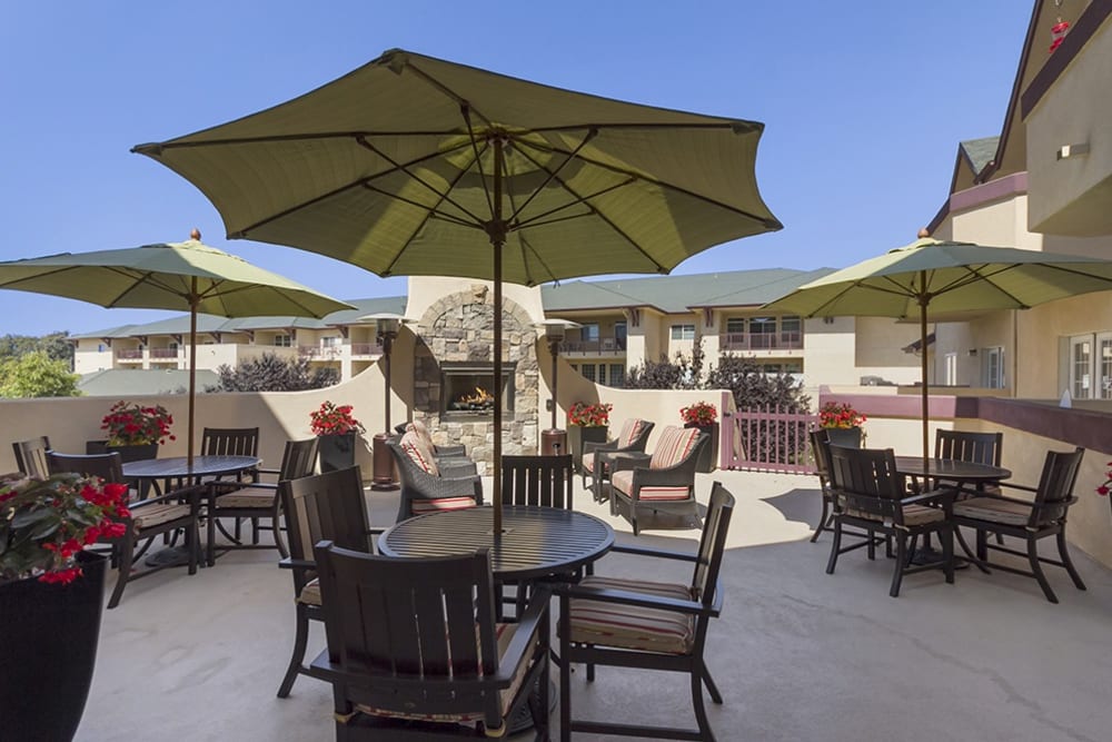 Patio at Merrill Gardens at Santa Maria in Santa Maria, California. 