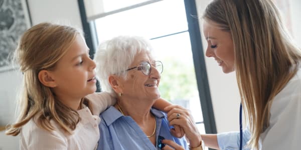 Resident receiving a checkup at The Residences on Forest Lane in Montello, Wisconsin