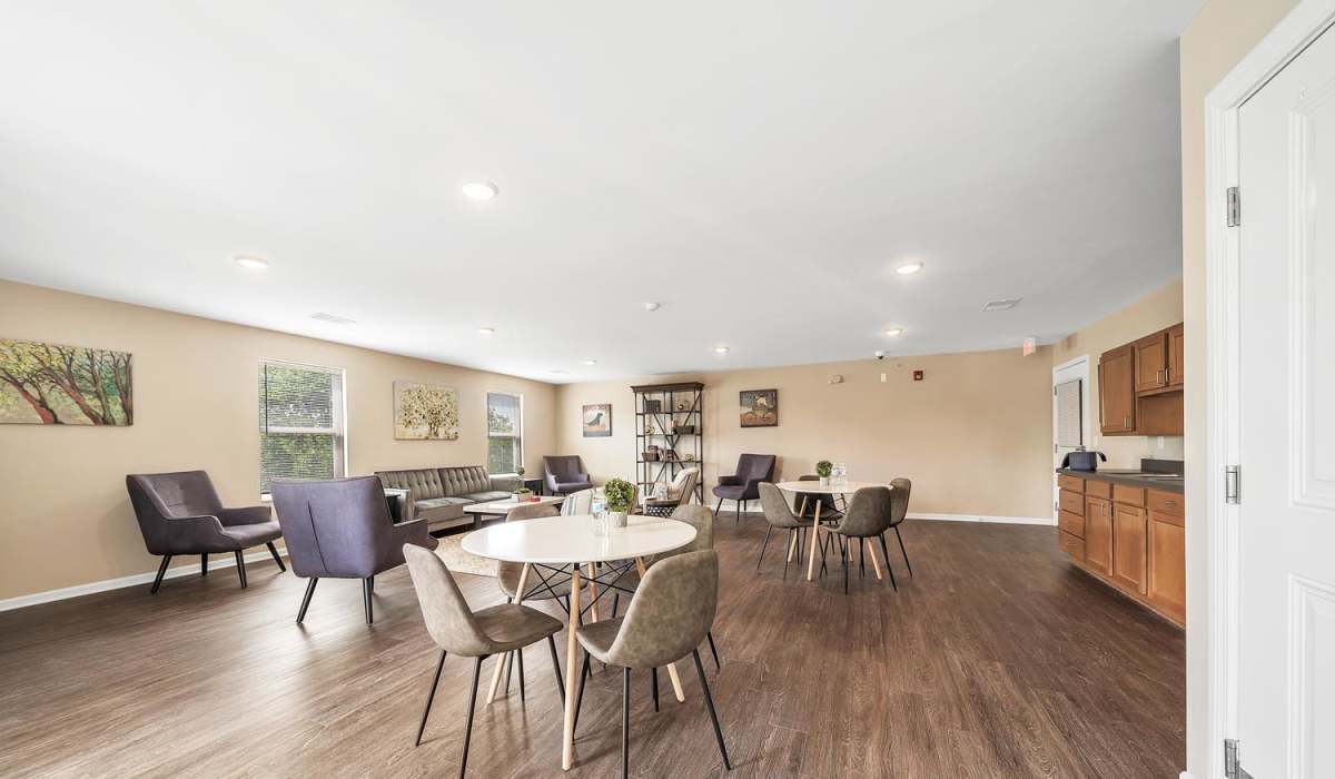 Spacious community room at The Hamilton in Pontiac, Michigan