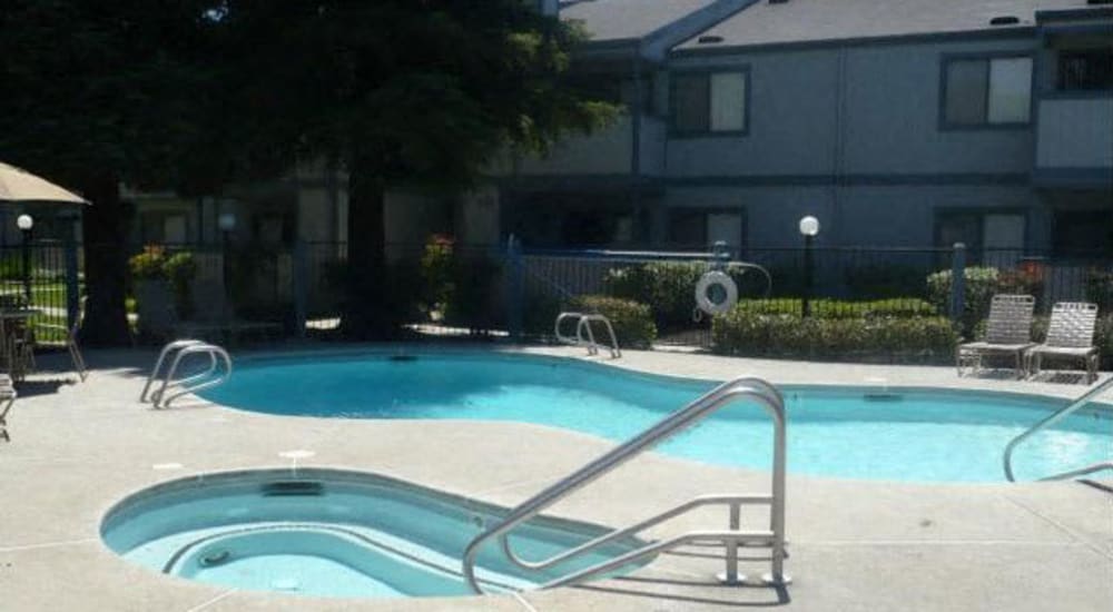 Swimming pool and spa at Maple Ridge in Modesto, California