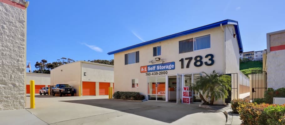 Front sign on our building at A-1 Self Storage in Oceanside, California