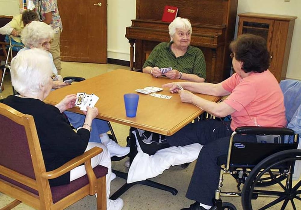 Residents playing a game together and having fun at Montello Care Center in Montello, Wisconsin