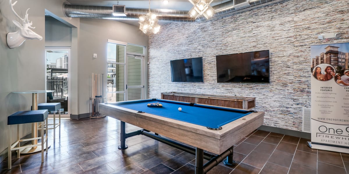 Billiards table at One90 Firewheel in Garland, Texas