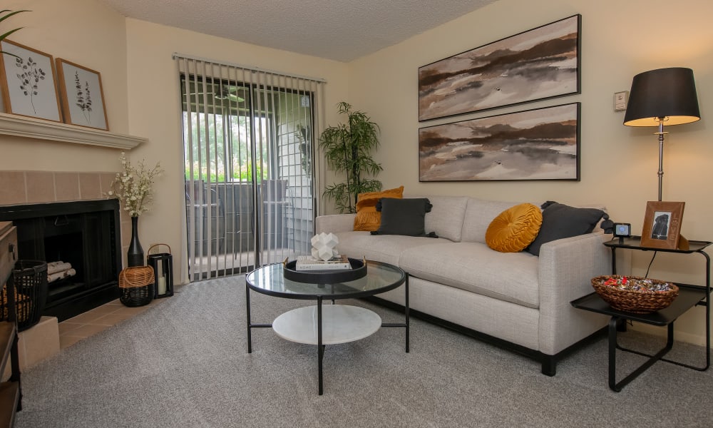 Bright and open living room at Sugarberry Apartments in Tulsa, Oklahoma