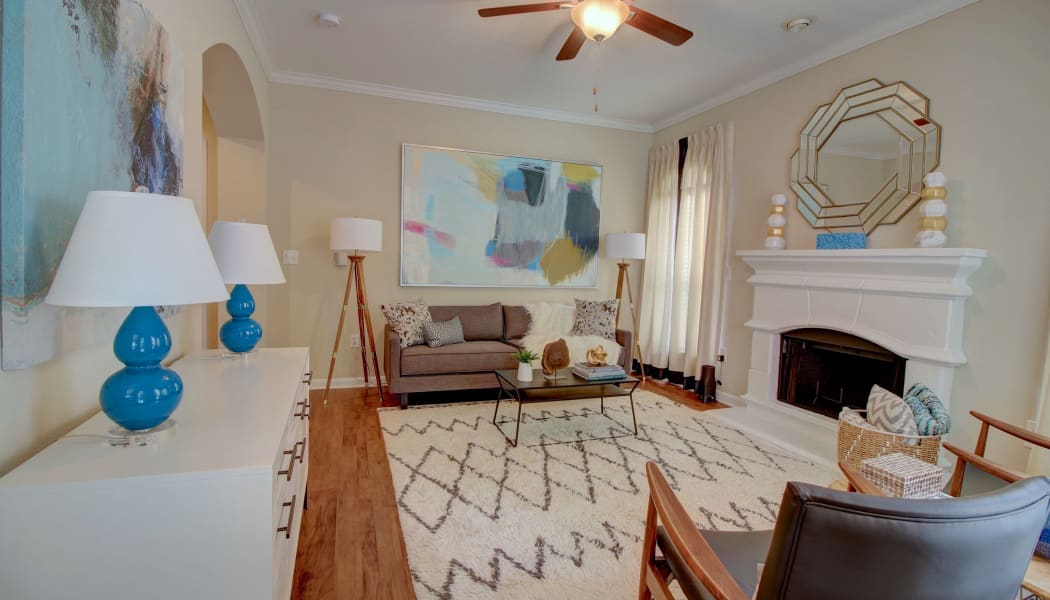 Spacious living room at The Park at Research Forest in The Woodlands, TX