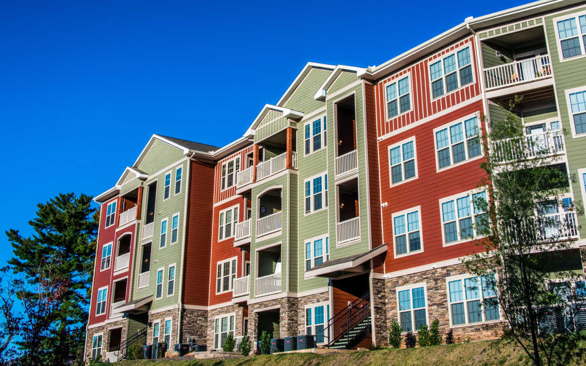 Exterior view of our apartments at Retreat at Hunt Hill in Asheville, North Carolina