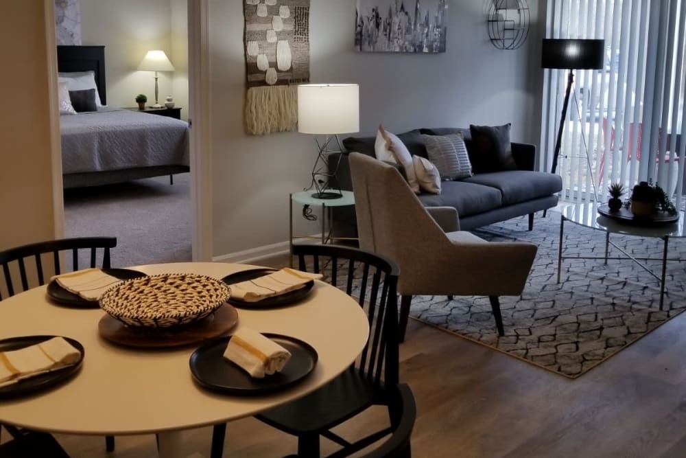 A dining room with lovely table at Park Villas Apartments in Lexington Park, Maryland