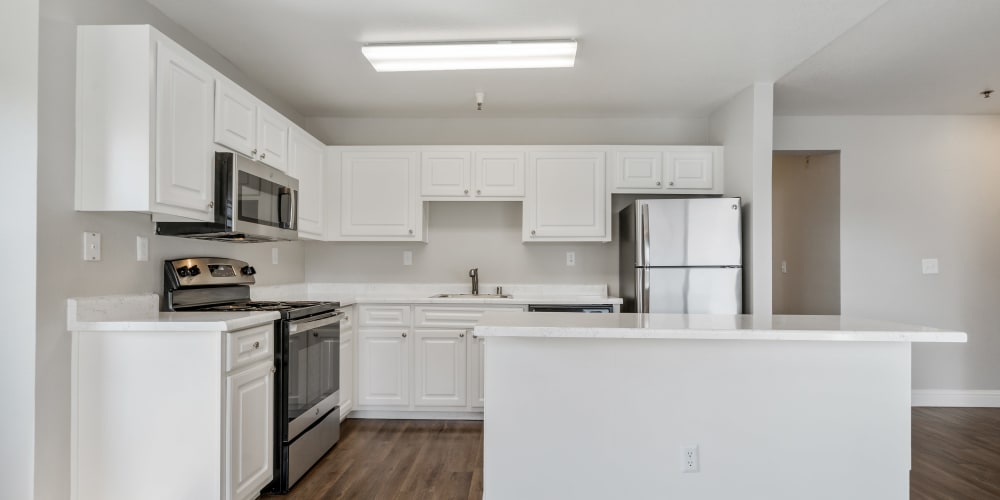 Rendering of kitchen at Quail Hill Apartments in Castro Valley, California