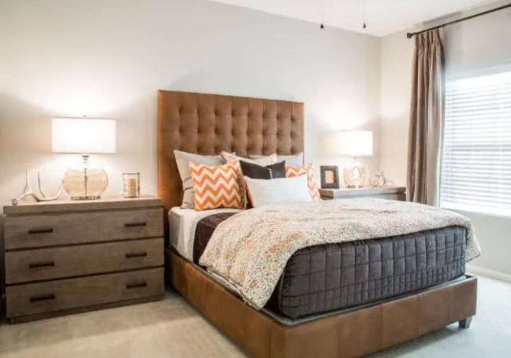 Spacious, carpeted bedroom at Arrington Ridge in Round Rock, Texas