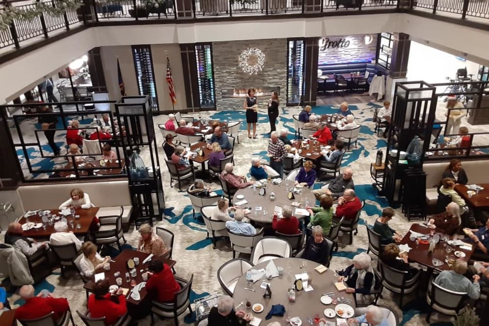 Overhead view of the dining room at Blossom Ridge in Oakland Charter Township, Michigan