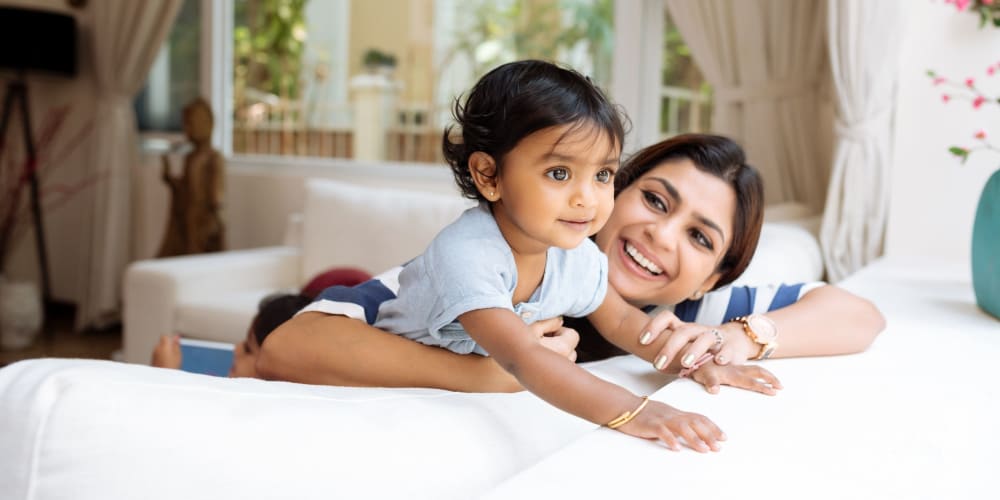 Resident with her daughter at Trinity Way in Fremont, California