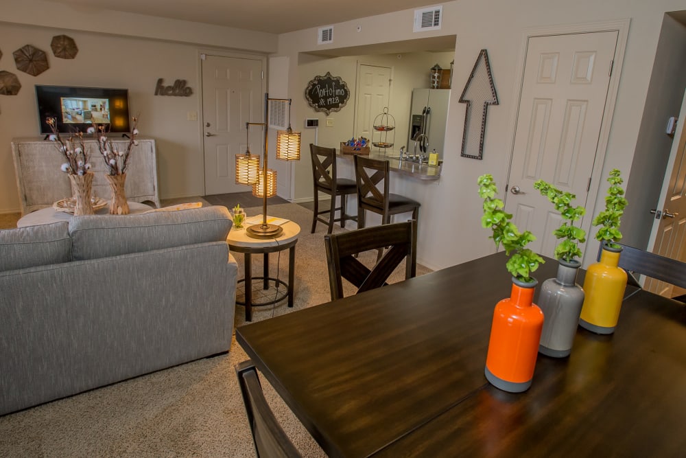 Well decorated dining area at Portofino Apartments in Wichita, Kansas
