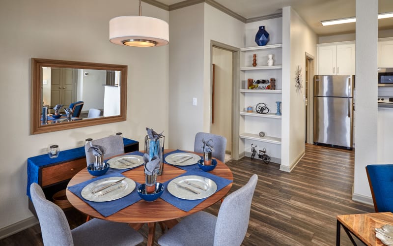 An open floor plan dining room at Gateway Park Apartments in Denver, Colorado