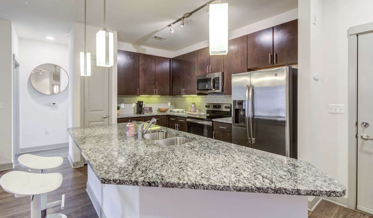 Kitchen with appliances at The Carillon in Nashville, Tennessee