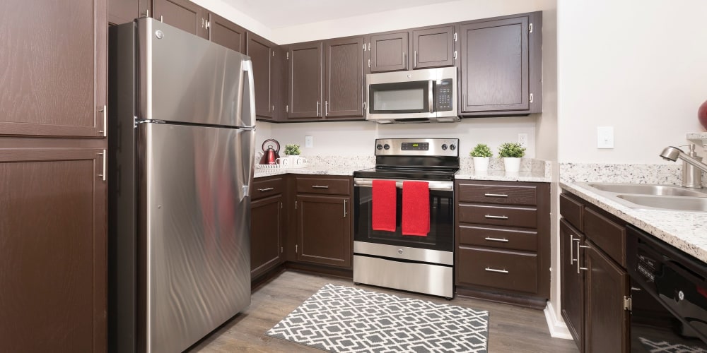 Kitchen area with modern stainless steel appliances at Ascend @ 1801 in Charlotte, North Carolina