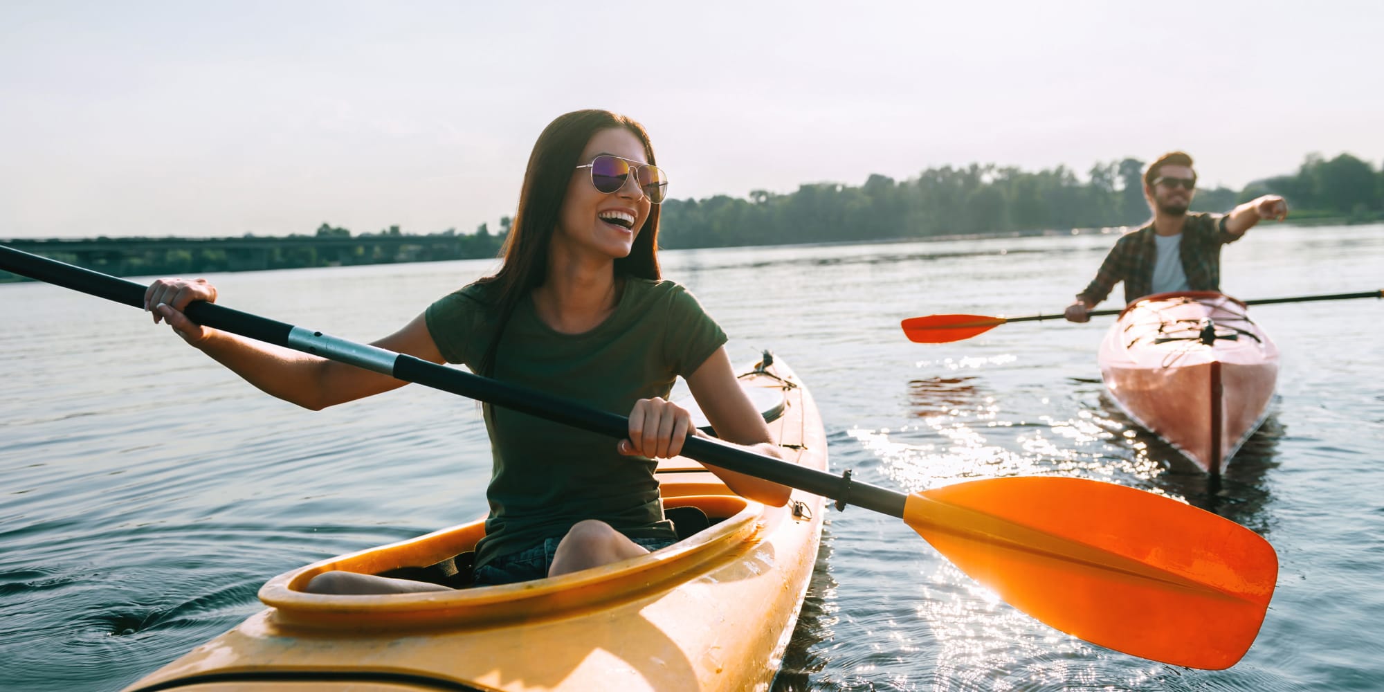 Couple kayaking in Mulberry, Florida