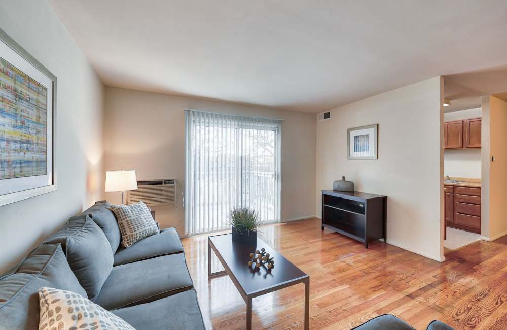 Spacious living room at Park Plaza in Baltimore. MD