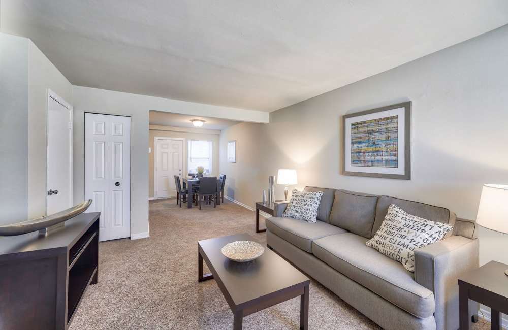 Spacious living room at Northwest Townhomes in Baltimore, Maryland