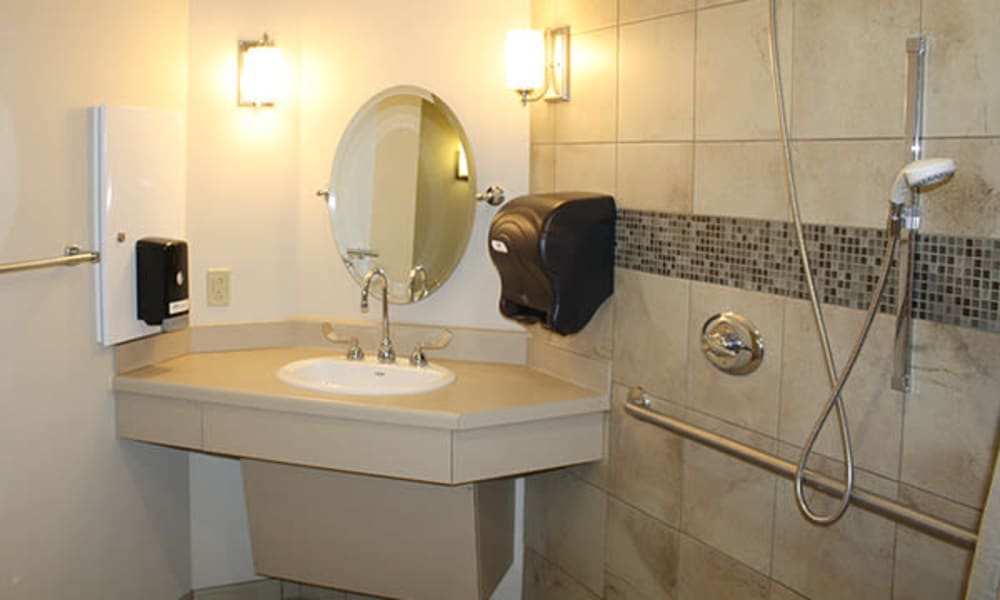 Accessible shower at Holton Manor in Elkhorn, Wisconsin