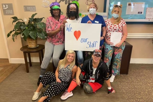 Staff members showing their appreciation for one another at Carolina Gardens at York in York, South Carolina