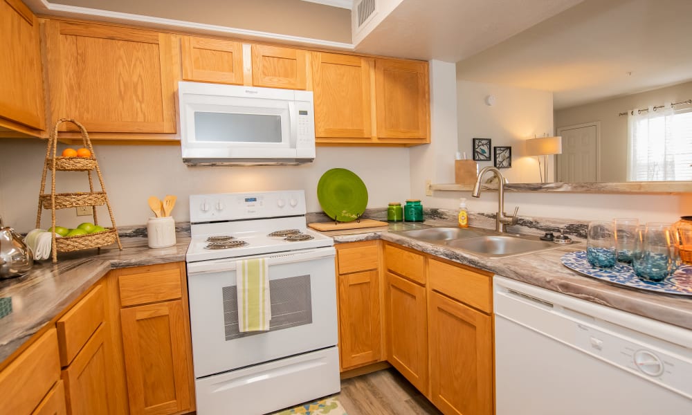 Kitchen at Crown Pointe Apartments in Oklahoma City, Oklahoma