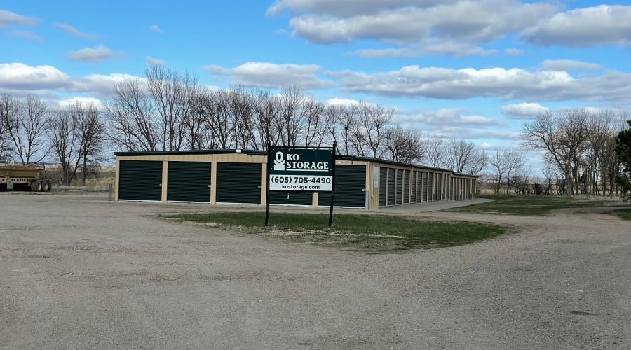 Front entrance sign at KO Storage in Elk Point, South Dakota