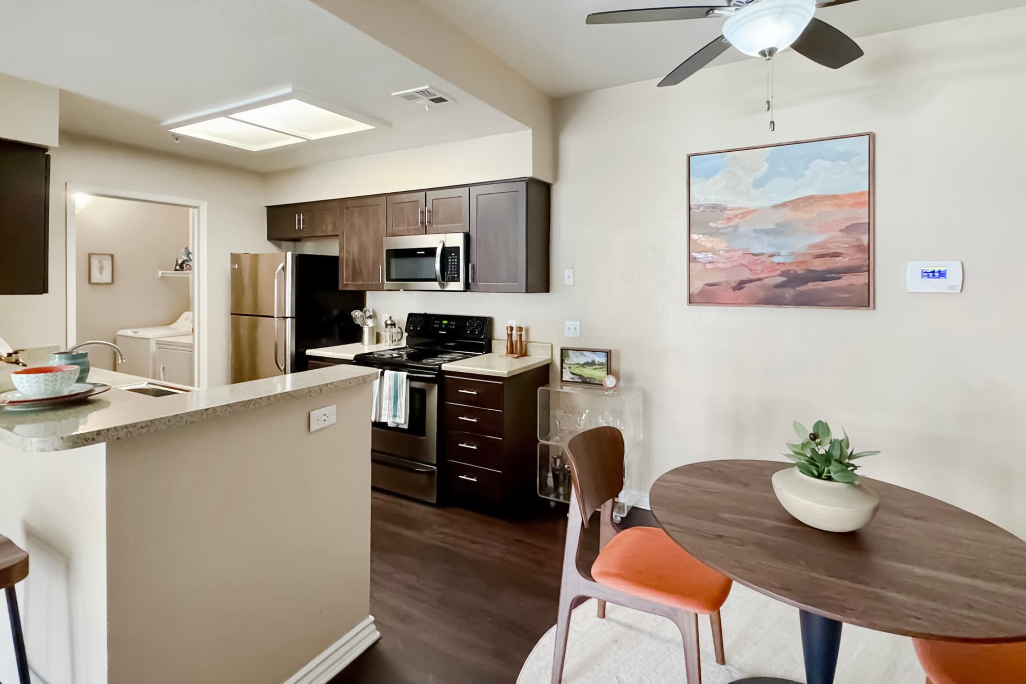 Dining area at Sierra Del Oro Apartments in Corona, California