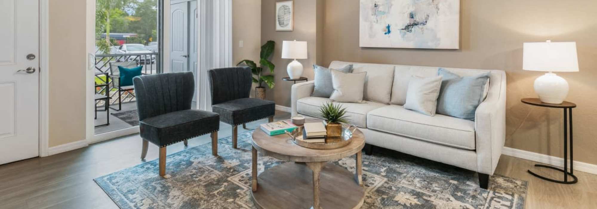 Modern furnished apartment with access to balcony at The Bergamot Apartments On 780 in Sarasota, Florida