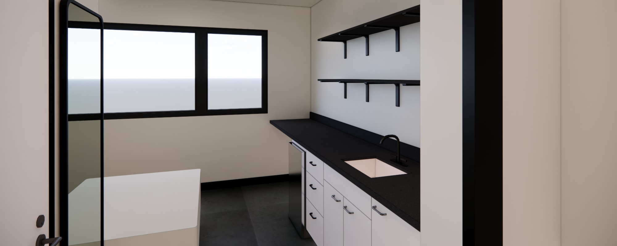 Kitchen with white cabinet at Rutledge Flats in Nashville, Tennessee