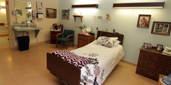 Bedroom at Maple Ridge Care Center in Spooner, Wisconsin