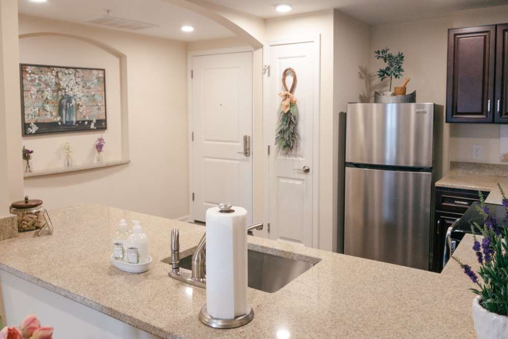 Stainless-steel appliances at Harmony at Greensboro in Greensboro, North Carolina