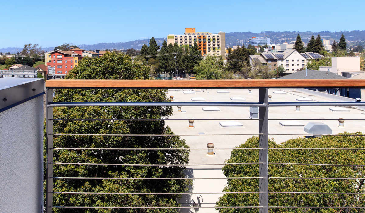 Apartment balcony at The Moran in Oakland, California