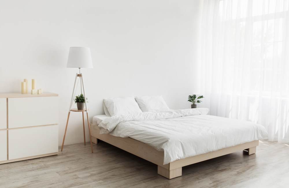 Well-furnished bedroom in a model apartment at Hillside Apartments in Laredo, Texas