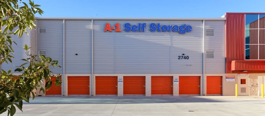 Outdoor units and wide access at A-1 Self Storage in San Diego, California
