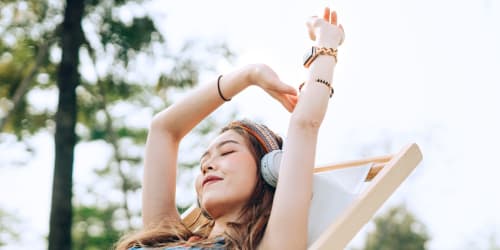 Resident relaxing at Park Club Apartments in Rohnert Park, California