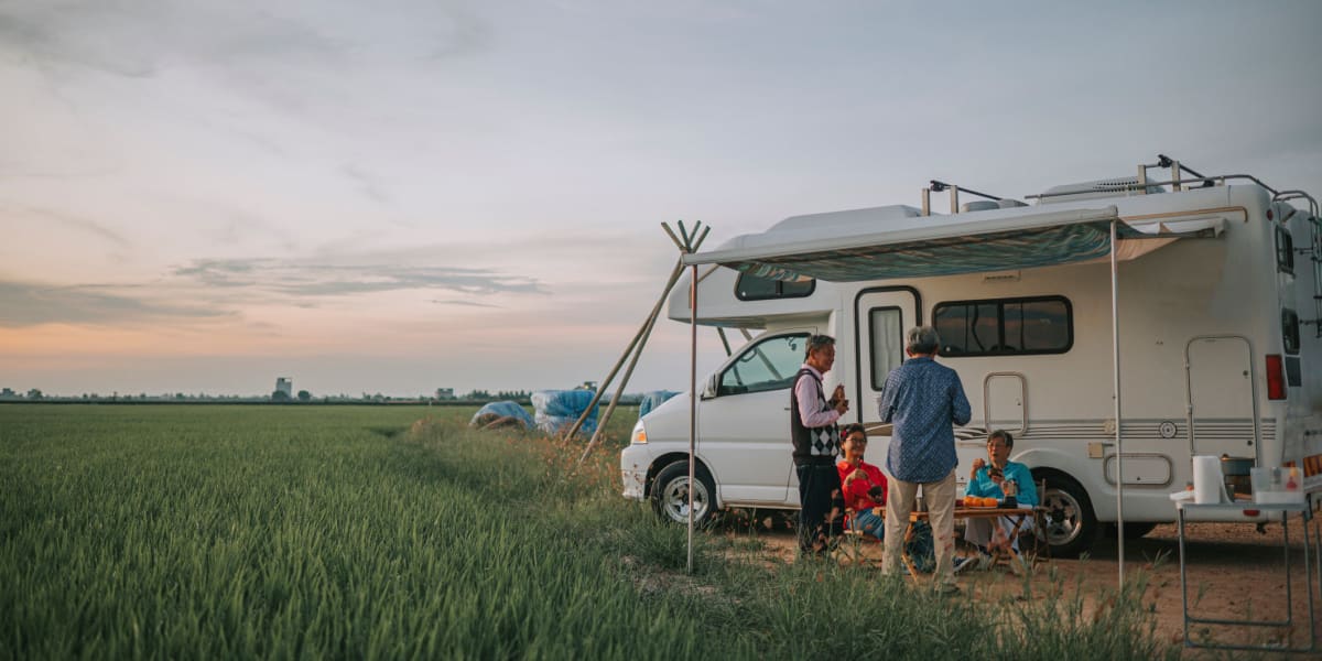 StoreLine RV storage customers camping with friends