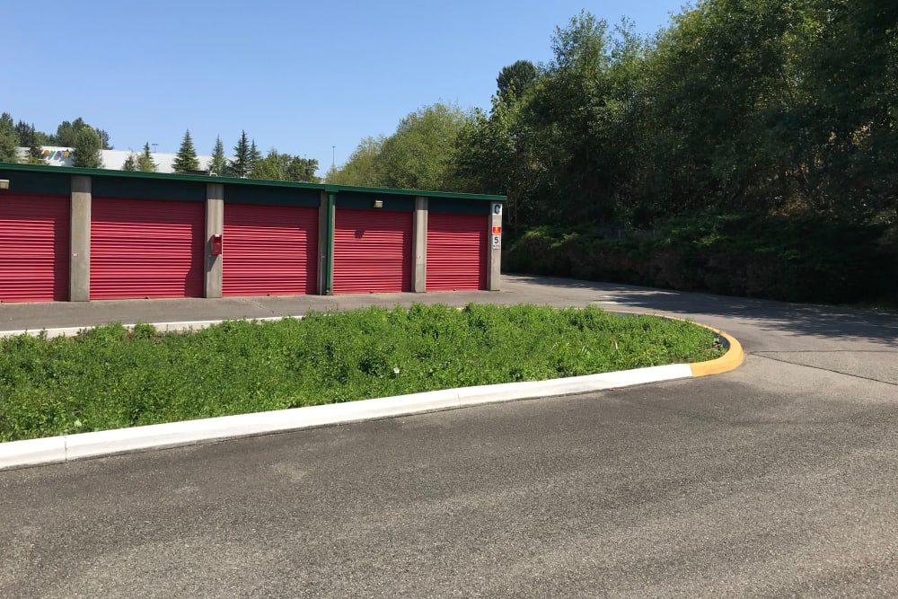 Wide driveways and outdoor storage access at Trojan Storage of Puyallup in Puyallup, Washington