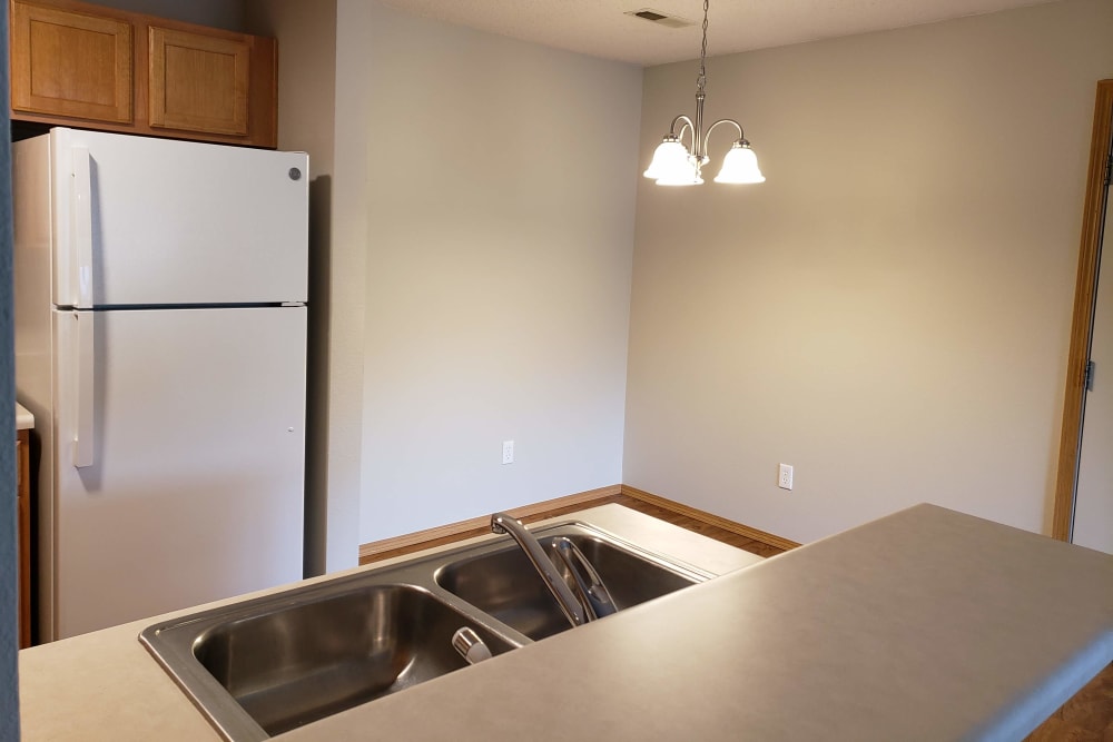  modern kitchen in a model home at Campbell Flats Apartments in Springfield, Missouri