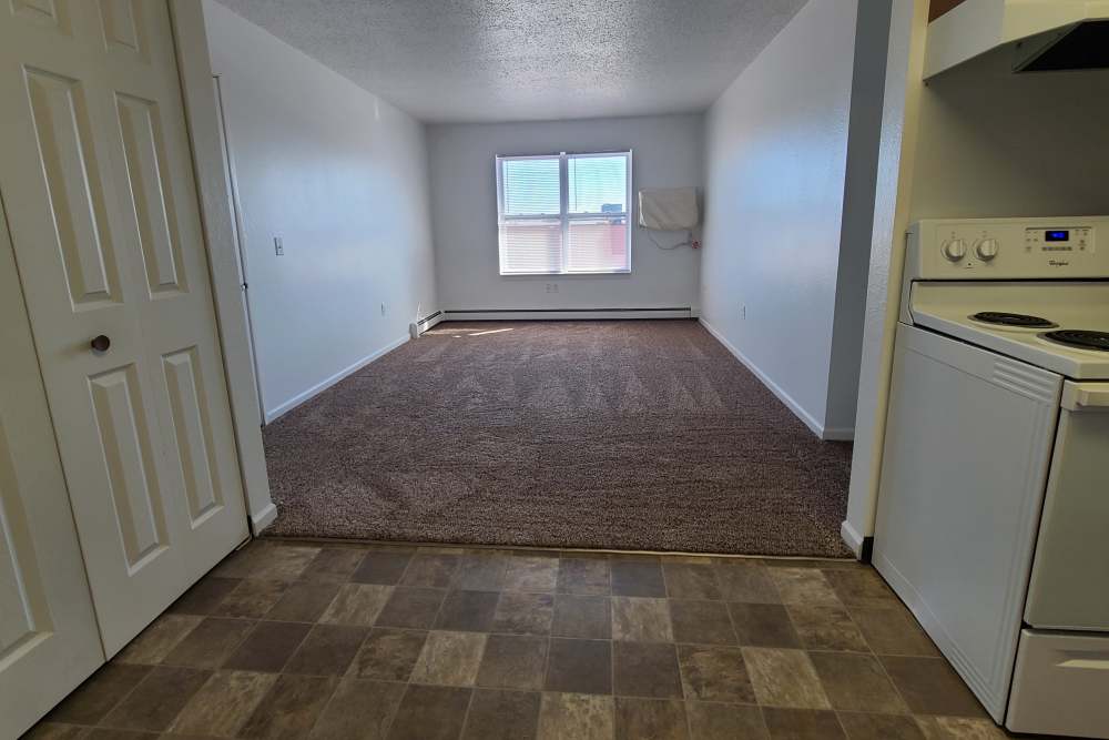 Unfurnished bedroom with access to laundry at Manistique Lakeview in Manistique, Michigan