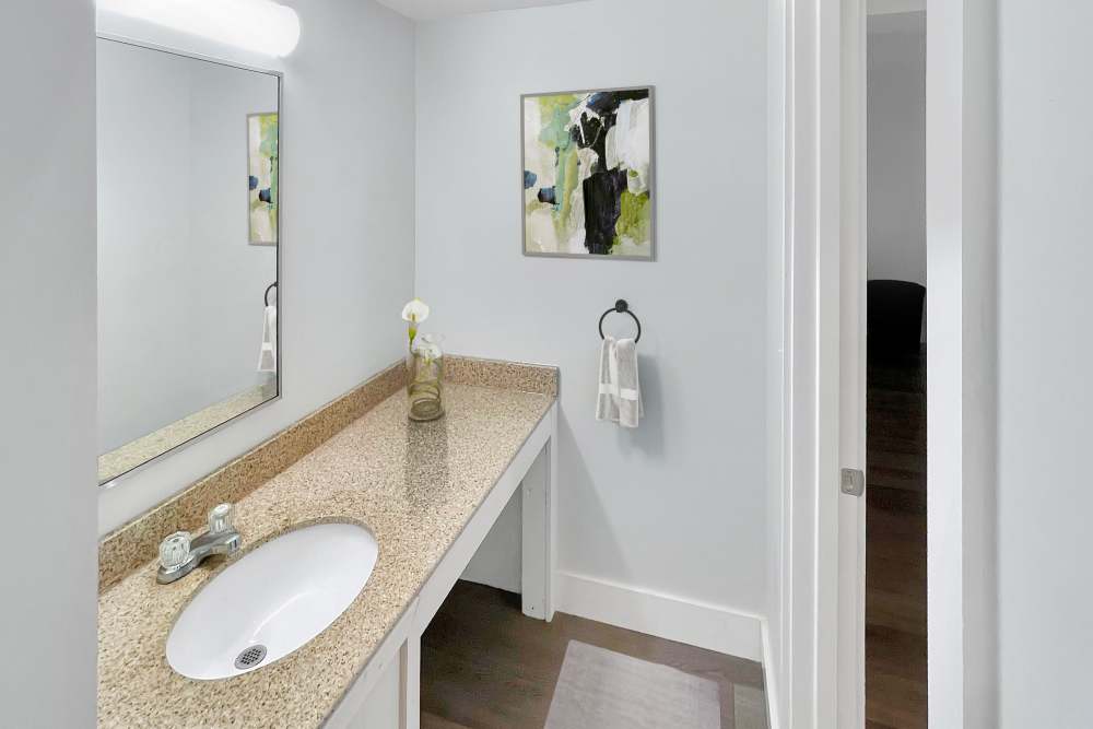 Bright bathroom at Pike Place in Pittsburgh,Pennsylvania