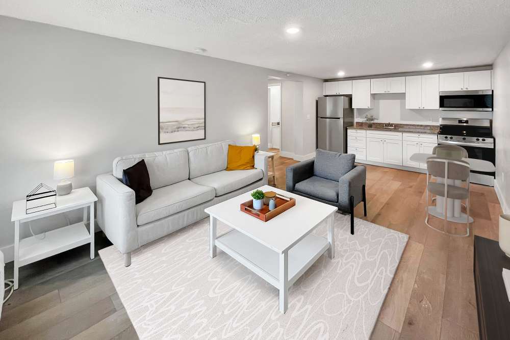 Living room with its premium features at Pike Place in Pittsburgh,Pennsylvania